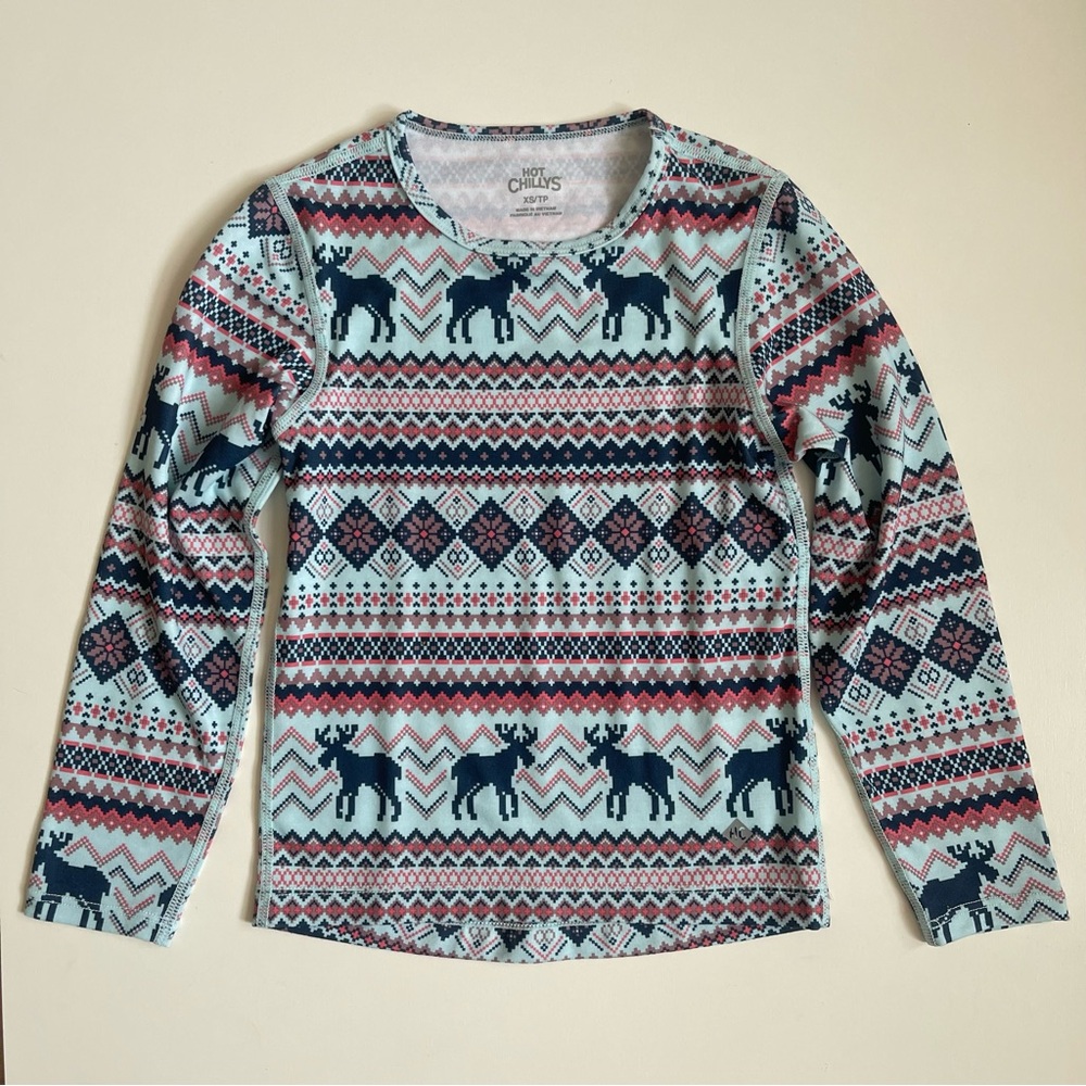 Hot Chillys Unisex Youth Original Print Crew - Body Fit Midweight Base Layer Top